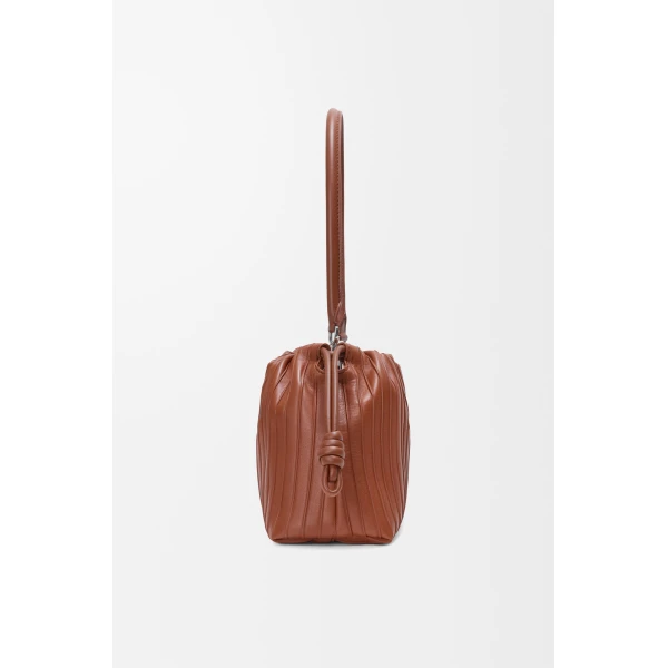 Loewe Medium Flamenco Pleats purse in nappa lambskin, Pecan | Shoulder & Crossbody Bags | Luxury Shoes 