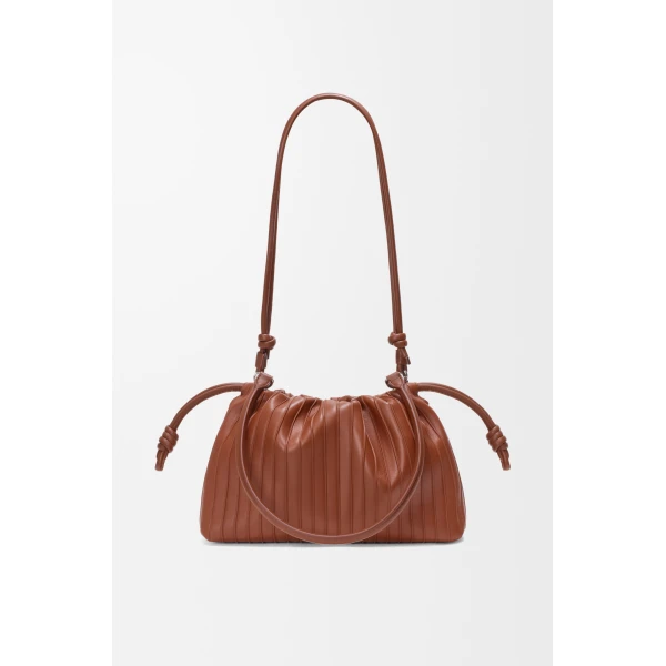 Loewe Medium Flamenco Pleats purse in nappa lambskin, Pecan | Shoulder & Crossbody Bags | Luxury Shoes 