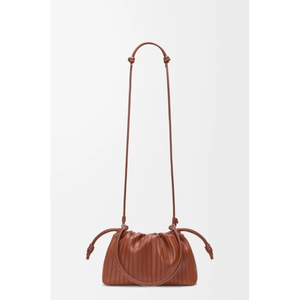 Loewe Medium Flamenco Pleats purse in nappa lambskin, Pecan | Shoulder & Crossbody Bags | Luxury Shoes 