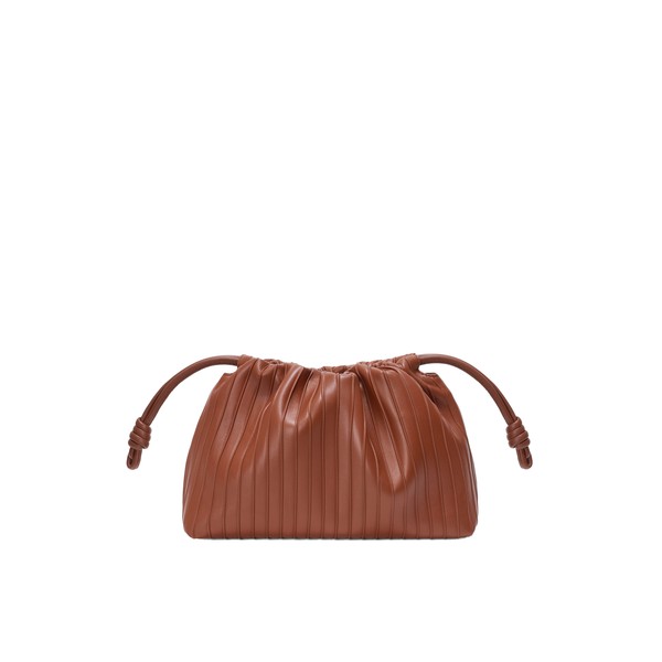 Loewe Medium Flamenco Pleats purse in nappa lambskin, Pecan | Shoulder & Crossbody Bags | Luxury Shoes 