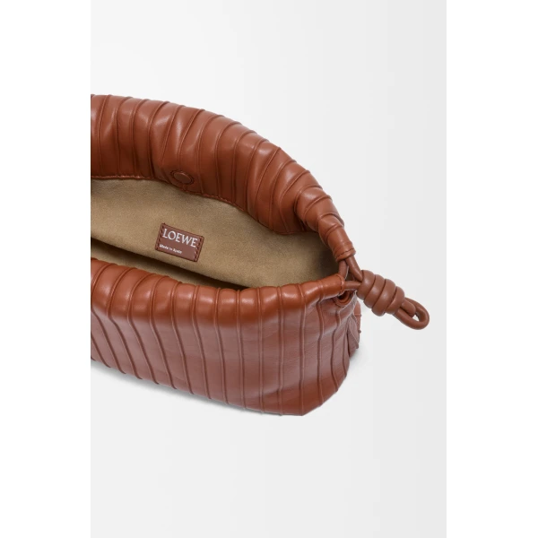 Loewe Medium Flamenco Pleats purse in nappa lambskin, Pecan | Shoulder & Crossbody Bags | Luxury Shoes 