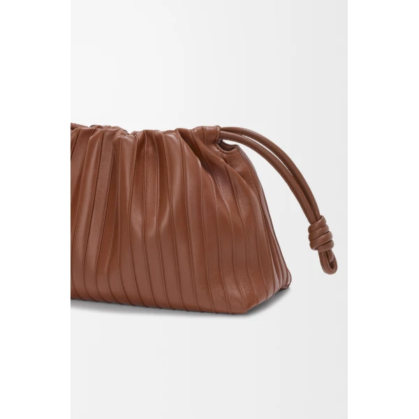 Loewe Medium Flamenco Pleats purse in nappa lambskin, Pecan | Shoulder & Crossbody Bags | Luxury Shoes 