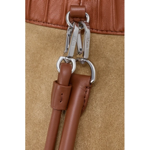 Loewe Medium Flamenco Pleats purse in nappa lambskin, Pecan | Shoulder & Crossbody Bags | Luxury Shoes 