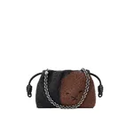 Loewe Medium Lion Beads Flamenco purse in beaded canvas and calfskin, Black/Pecan | Shoulder & Crossbody Bags | Luxury Shoes 