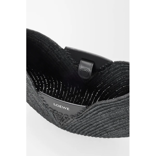 Loewe Medium Loewe Swing bag in raffia and calfskin, Black | Totes & Top-Handle Bags | Luxury Shoes 