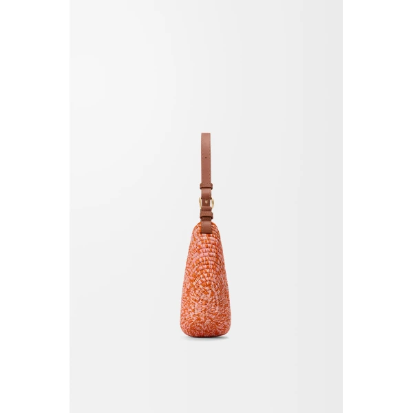 Loewe Medium Loewe Swing bag in raffia and calfskin, Bright Orange/Pink | Totes & Top-Handle Bags | Luxury Shoes 