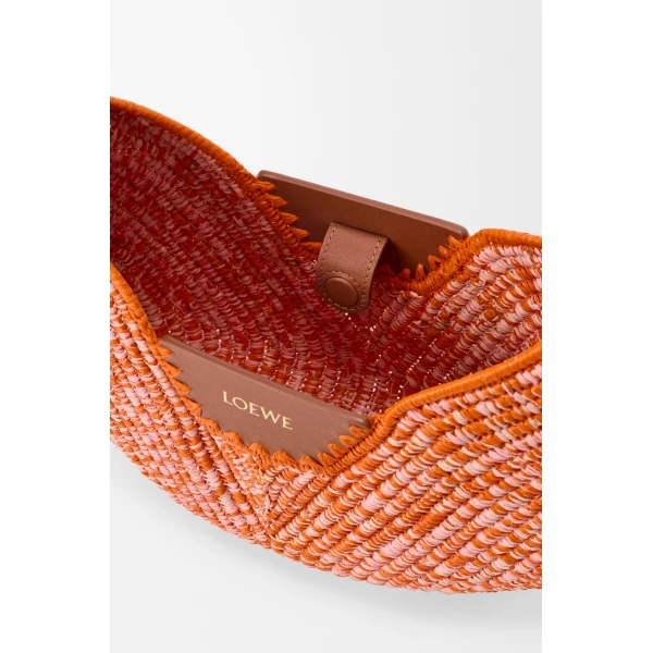 Loewe Medium Loewe Swing bag in raffia and calfskin, Bright Orange/Pink | Totes & Top-Handle Bags | Luxury Shoes 