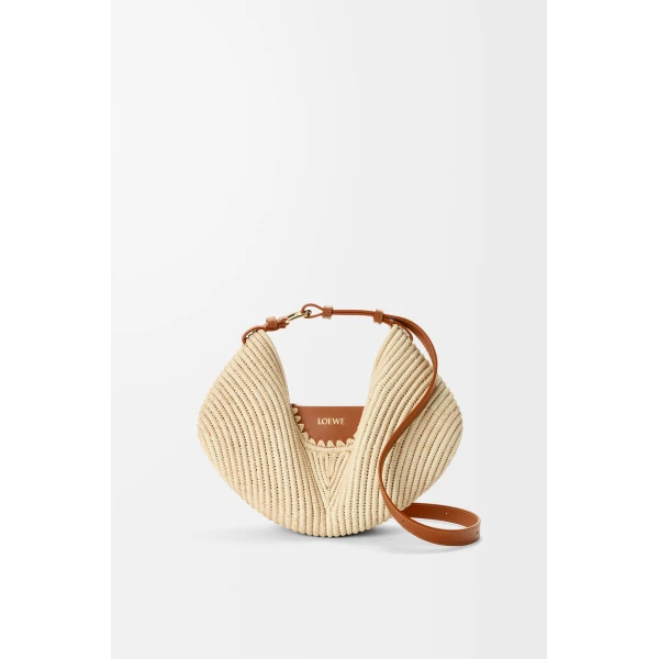 Loewe Medium Loewe Swing bag in raffia and calfskin, Natural/Tan | Totes & Top-Handle Bags | Luxury Shoes 