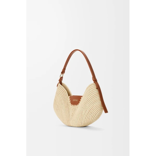 Loewe Medium Loewe Swing bag in raffia and calfskin, Natural/Tan | Totes & Top-Handle Bags | Luxury Shoes 