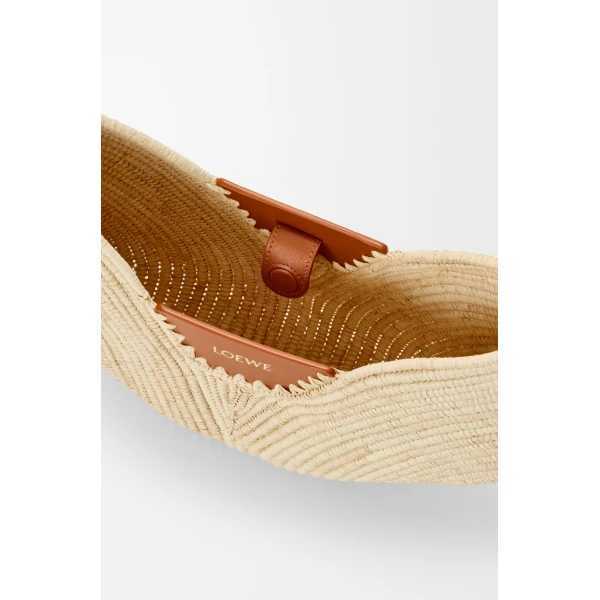 Loewe Medium Loewe Swing bag in raffia and calfskin, Natural/Tan | Totes & Top-Handle Bags | Luxury Shoes 