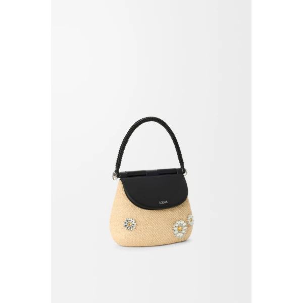 Loewe Medium Pescador bag in raffia and calfskin, Natural/Black | Totes & Top-Handle Bags | Luxury Shoes 