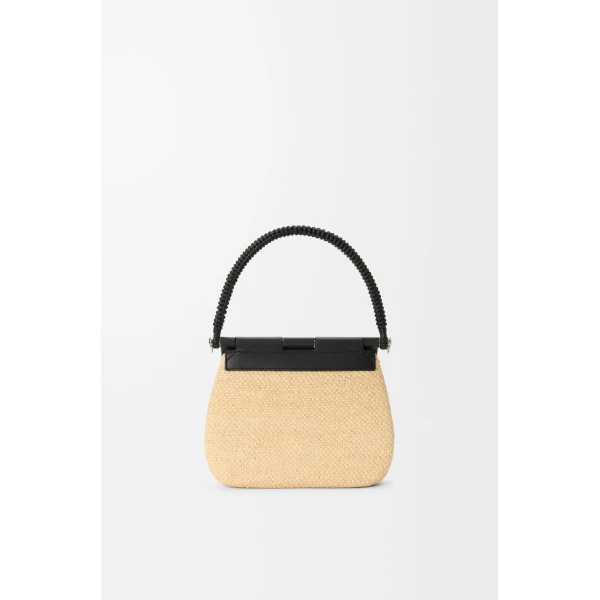 Loewe Medium Pescador bag in raffia and calfskin, Natural/Black | Totes & Top-Handle Bags | Luxury Shoes 