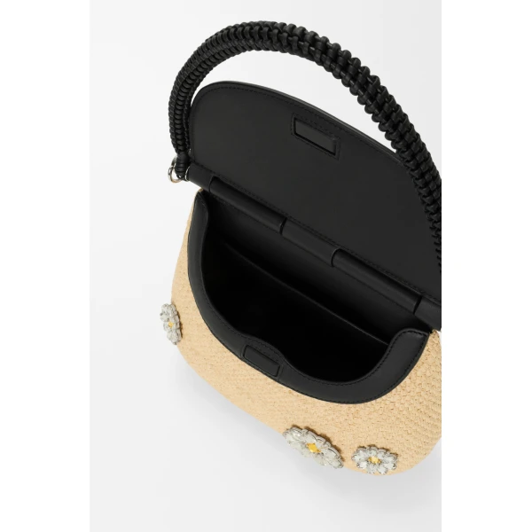Loewe Medium Pescador bag in raffia and calfskin, Natural/Black | Totes & Top-Handle Bags | Luxury Shoes 