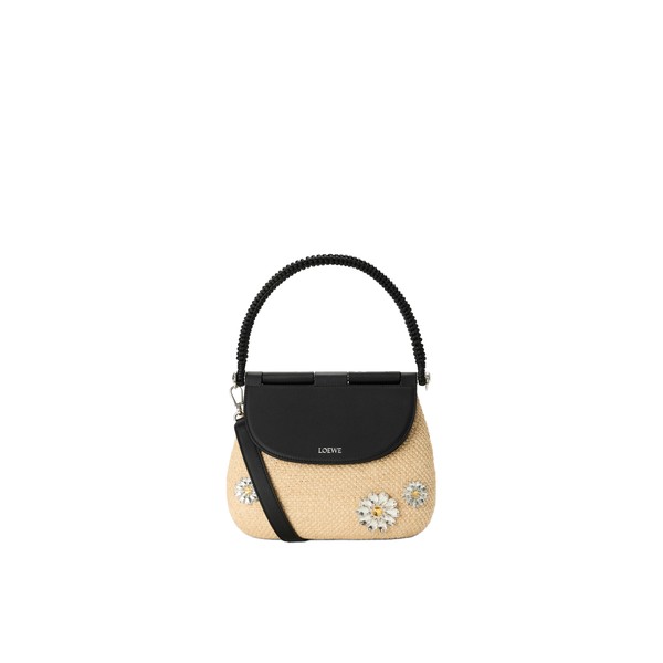 Loewe Medium Pescador bag in raffia and calfskin, Natural/Black | Totes & Top-Handle Bags | Luxury Shoes 