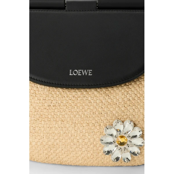 Loewe Medium Pescador bag in raffia and calfskin, Natural/Black | Totes & Top-Handle Bags | Luxury Shoes 