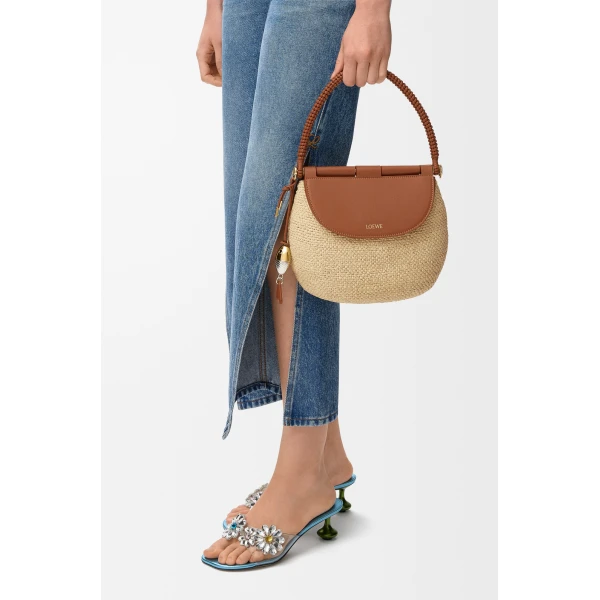Loewe Medium Pescador bag in raffia and calfskin, Natural/Tan | Totes & Top-Handle Bags | Luxury Shoes 
