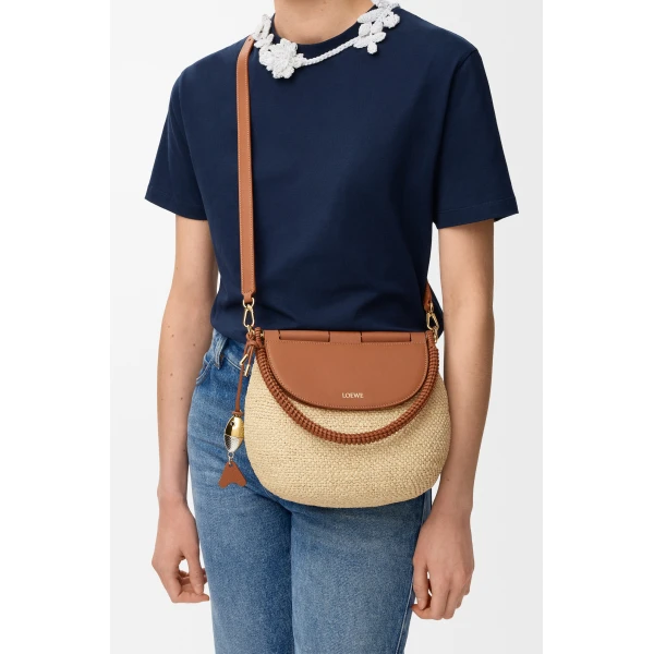Loewe Medium Pescador bag in raffia and calfskin, Natural/Tan | Totes & Top-Handle Bags | Luxury Shoes 