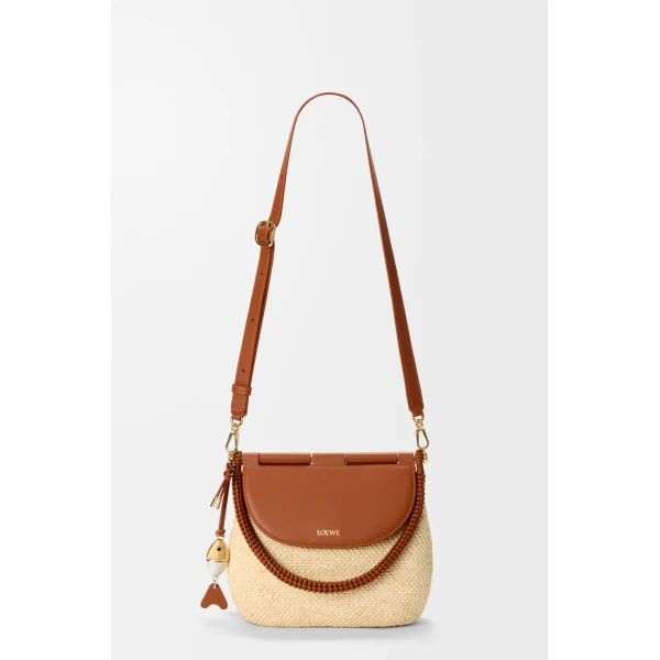 Loewe Medium Pescador bag in raffia and calfskin, Natural/Tan | Totes & Top-Handle Bags | Luxury Shoes 