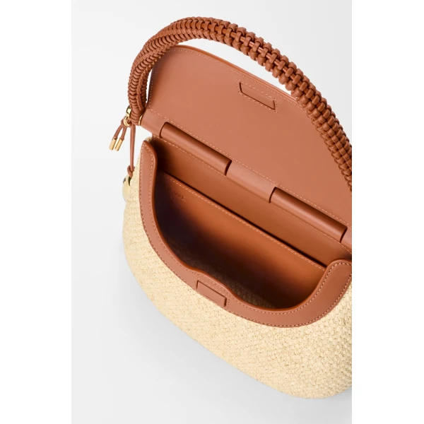 Loewe Medium Pescador bag in raffia and calfskin, Natural/Tan | Totes & Top-Handle Bags | Luxury Shoes 
