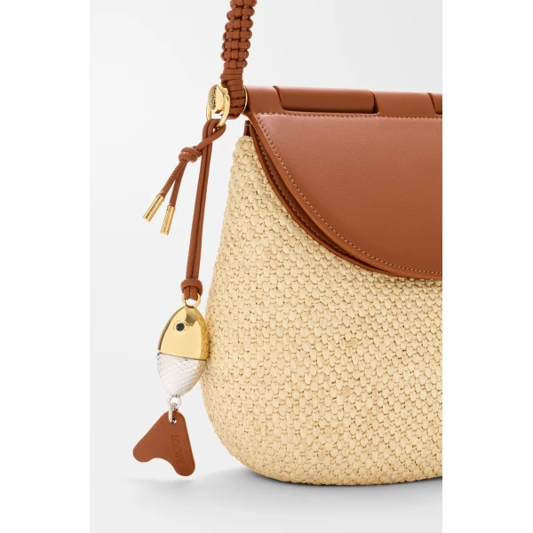 Loewe Medium Pescador bag in raffia and calfskin, Natural/Tan | Totes & Top-Handle Bags | Luxury Shoes 
