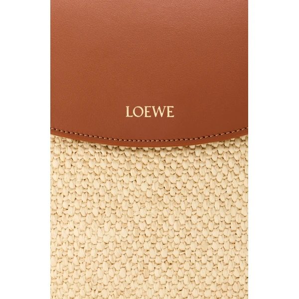 Loewe Medium Pescador bag in raffia and calfskin, Natural/Tan | Totes & Top-Handle Bags | Luxury Shoes 