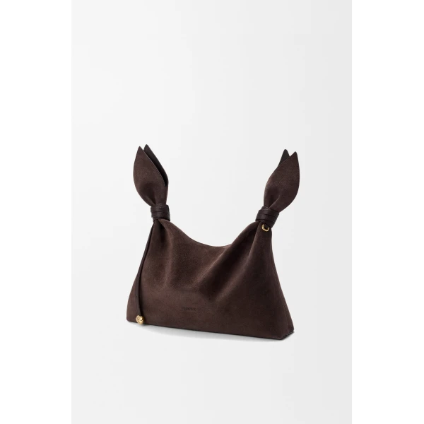 Loewe Medium Scarf bag in suede, Dark Chestnut | Shoulder & Crossbody Bags | Luxury Shoes 