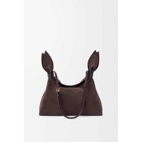 Loewe Medium Scarf bag in suede, Dark Chestnut | Shoulder & Crossbody Bags | Luxury Shoes 
