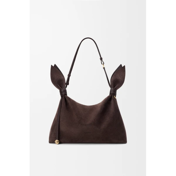Loewe Medium Scarf bag in suede, Dark Chestnut | Shoulder & Crossbody Bags | Luxury Shoes 
