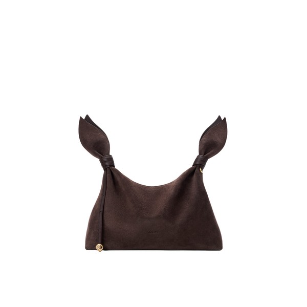 Loewe Medium Scarf bag in suede, Dark Chestnut | Shoulder & Crossbody Bags | Luxury Shoes 