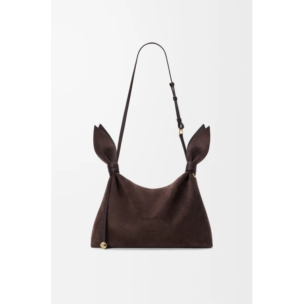 Loewe Medium Scarf bag in suede, Dark Chestnut | Shoulder & Crossbody Bags | Luxury Shoes 