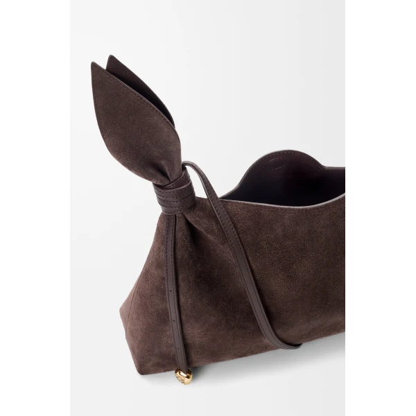 Loewe Medium Scarf bag in suede, Dark Chestnut | Shoulder & Crossbody Bags | Luxury Shoes 