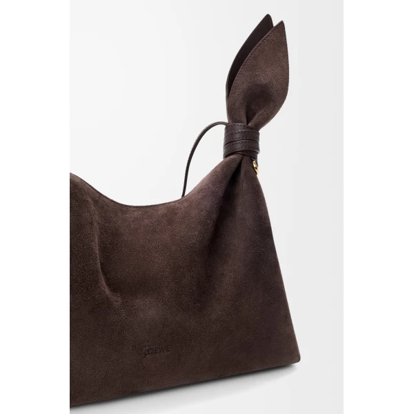 Loewe Medium Scarf bag in suede, Dark Chestnut | Shoulder & Crossbody Bags | Luxury Shoes 