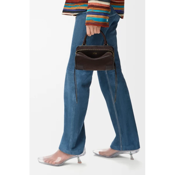 Loewe Mini Amazona 180 bag in suede, Dark Chestnut | Totes & Top-Handle Bags | Luxury Shoes 