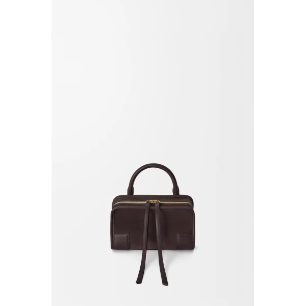 Loewe Mini Amazona 180 bag in suede, Dark Chestnut | Totes & Top-Handle Bags | Luxury Shoes 