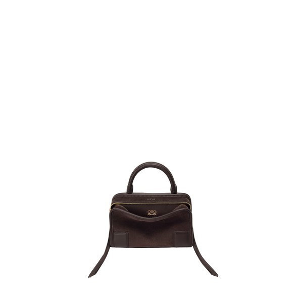 Loewe Mini Amazona 180 bag in suede, Dark Chestnut | Totes & Top-Handle Bags | Luxury Shoes 