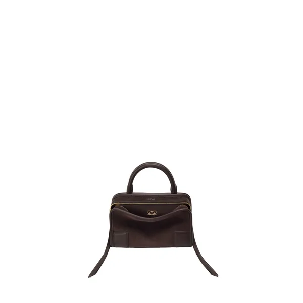 Mini Amazona 180 bag in suede, Dark Chestnut