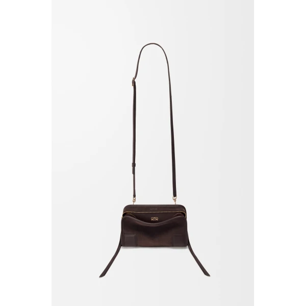 Loewe Mini Amazona 180 bag in suede, Dark Chestnut | Totes & Top-Handle Bags | Luxury Shoes 