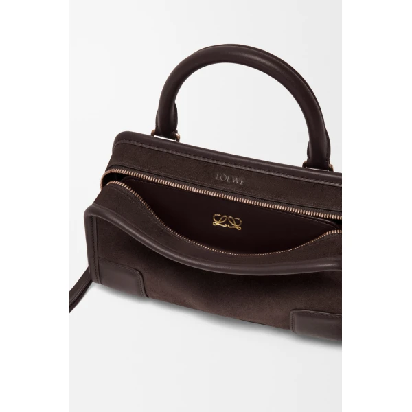 Loewe Mini Amazona 180 bag in suede, Dark Chestnut | Totes & Top-Handle Bags | Luxury Shoes 