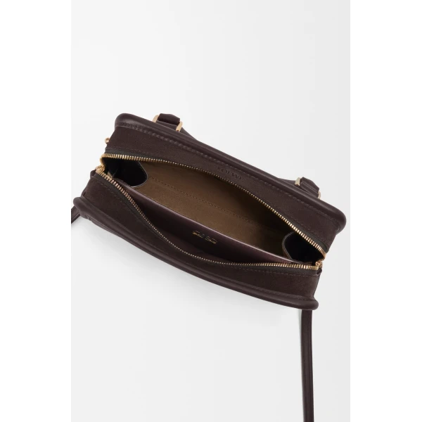 Loewe Mini Amazona 180 bag in suede, Dark Chestnut | Totes & Top-Handle Bags | Luxury Shoes 