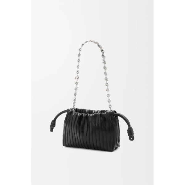 Loewe Mini Flamenco Pleats purse in nappa lambskin, Black | Shoulder & Crossbody Bags | Luxury Shoes 