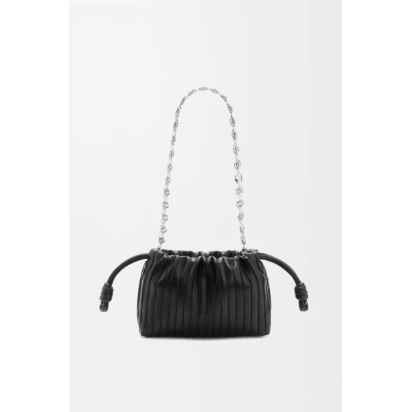 Loewe Mini Flamenco Pleats purse in nappa lambskin, Black | Shoulder & Crossbody Bags | Luxury Shoes 