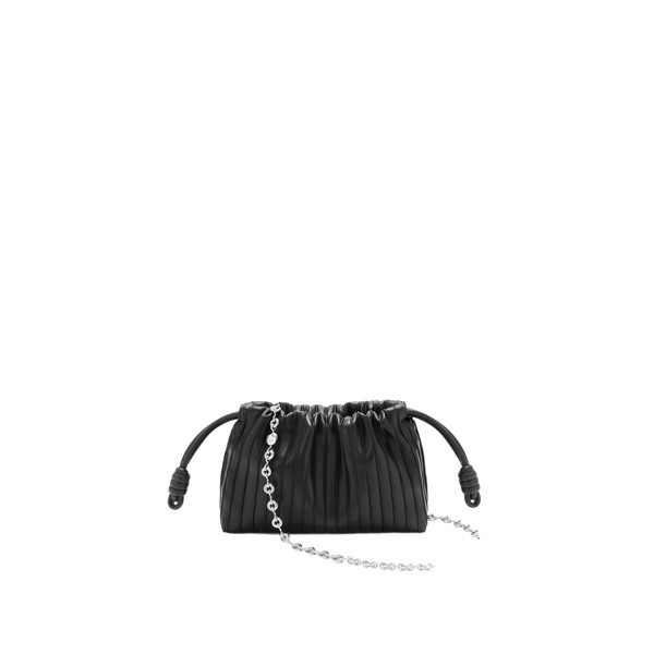 Loewe Mini Flamenco Pleats purse in nappa lambskin, Black | Shoulder & Crossbody Bags | Luxury Shoes 