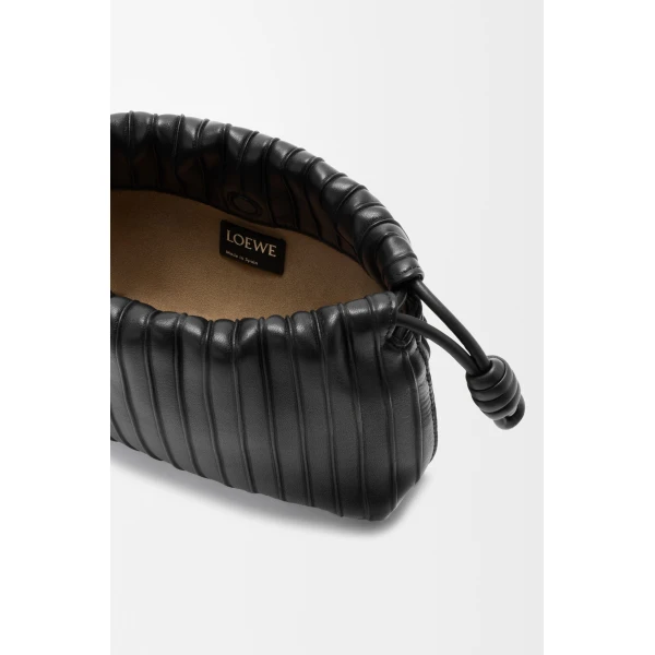 Loewe Mini Flamenco Pleats purse in nappa lambskin, Black | Shoulder & Crossbody Bags | Luxury Shoes 