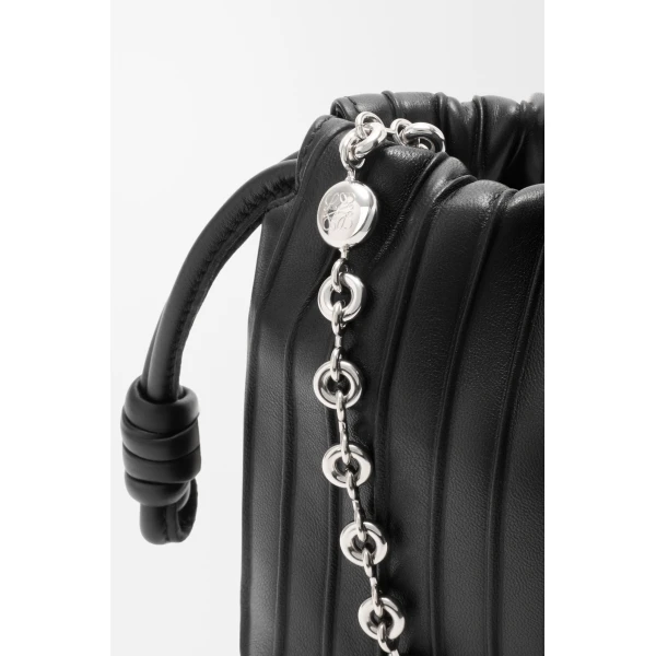 Loewe Mini Flamenco Pleats purse in nappa lambskin, Black | Shoulder & Crossbody Bags | Luxury Shoes 