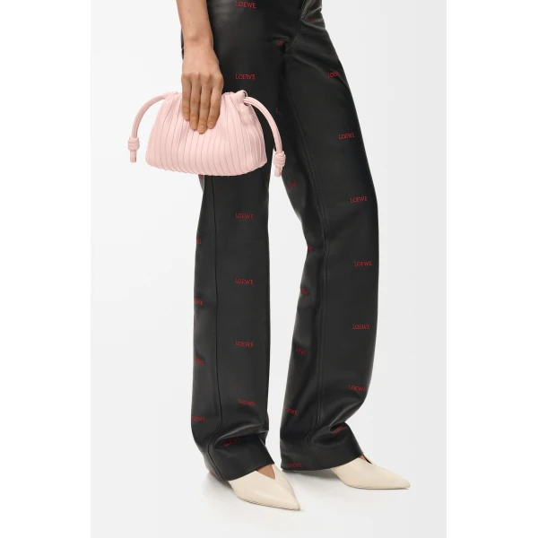 Loewe Mini Flamenco Pleats purse in nappa lambskin, Crystal Pink | Shoulder & Crossbody Bags | Luxury Shoes 