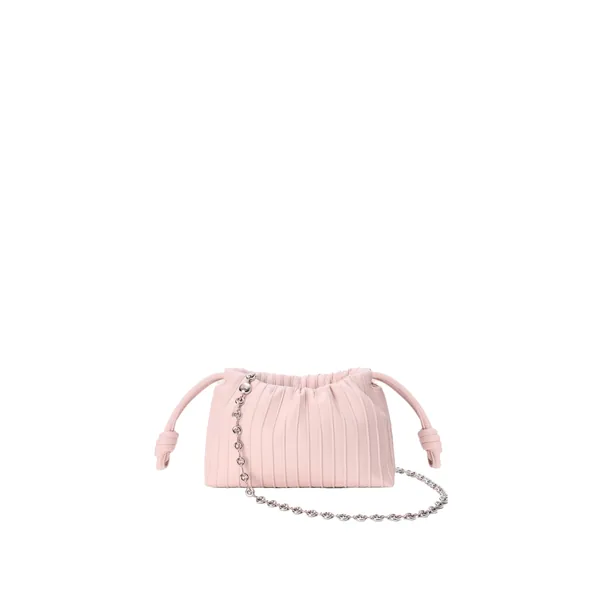 Loewe Mini Flamenco Pleats purse in nappa lambskin, Crystal Pink | Shoulder & Crossbody Bags | Luxury Shoes 