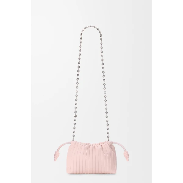 Loewe Mini Flamenco Pleats purse in nappa lambskin, Crystal Pink | Shoulder & Crossbody Bags | Luxury Shoes 