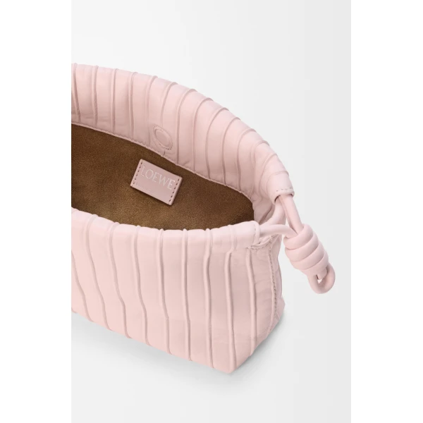 Loewe Mini Flamenco Pleats purse in nappa lambskin, Crystal Pink | Shoulder & Crossbody Bags | Luxury Shoes 