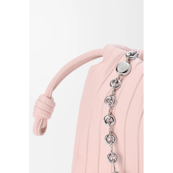 Loewe Mini Flamenco Pleats purse in nappa lambskin, Crystal Pink | Shoulder & Crossbody Bags | Luxury Shoes 