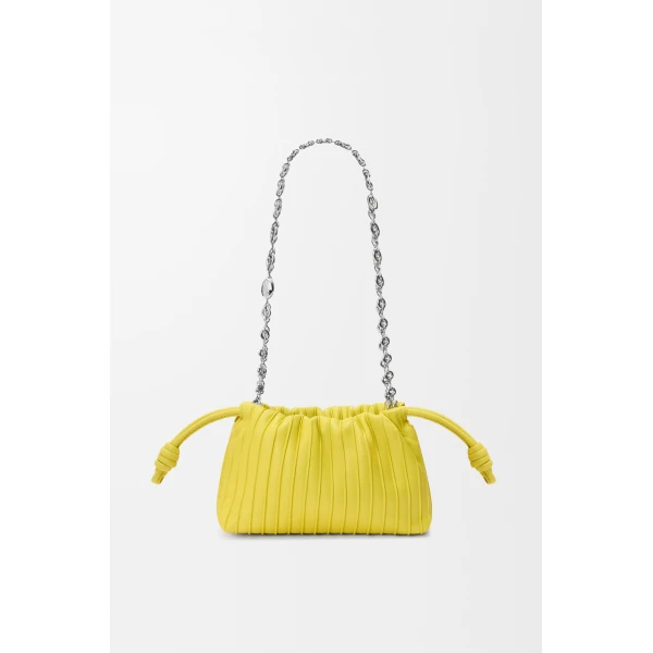 Loewe Mini Flamenco Pleats purse in nappa lambskin, Lemon | Shoulder & Crossbody Bags | Luxury Shoes 